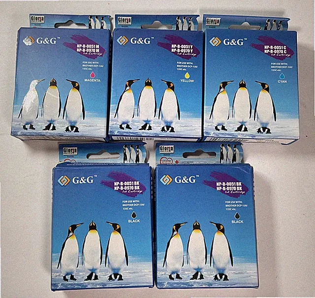 5 G&G Ink cartridges NP-B-0051, 0970 Brother 2BK , 1M, 1C, 1Y new