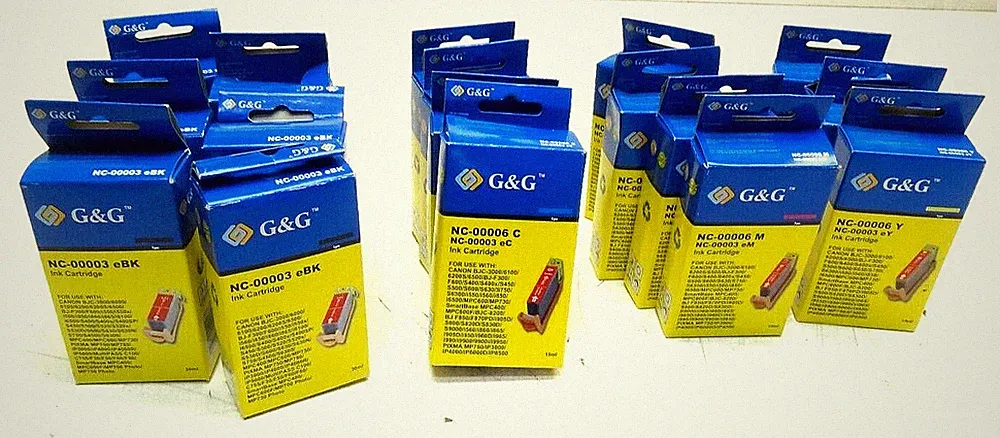 G and G Ink Jet Printer Cartridge Black Yellow Blue Red G&g 18 Packages