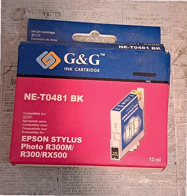 G & G Black Ink Cartridge NE-T0481 BK 13 ml New In Box