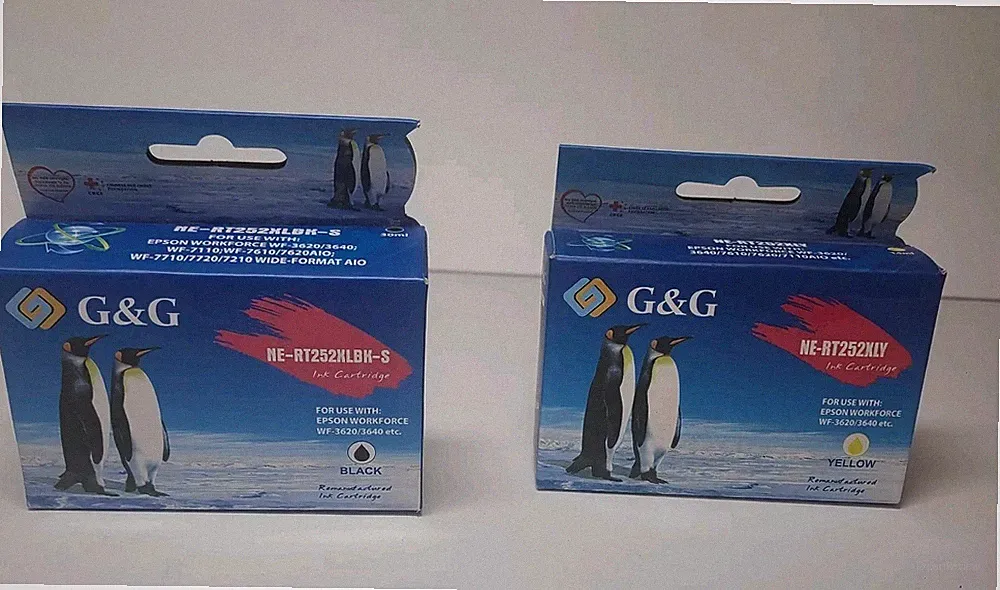 G & G Black & Yellow Ink Cartridge NE-RT252XLBK-S NE-RT252XYL Printer Ink