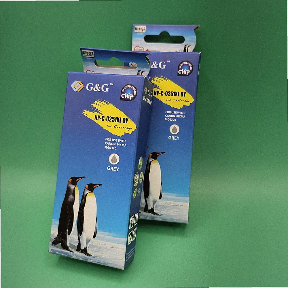 G&G Lot of 2 Grey Ink Cartridge NP-C-0251XL GY PIXMA MG6320 06/2017 SEALED SET