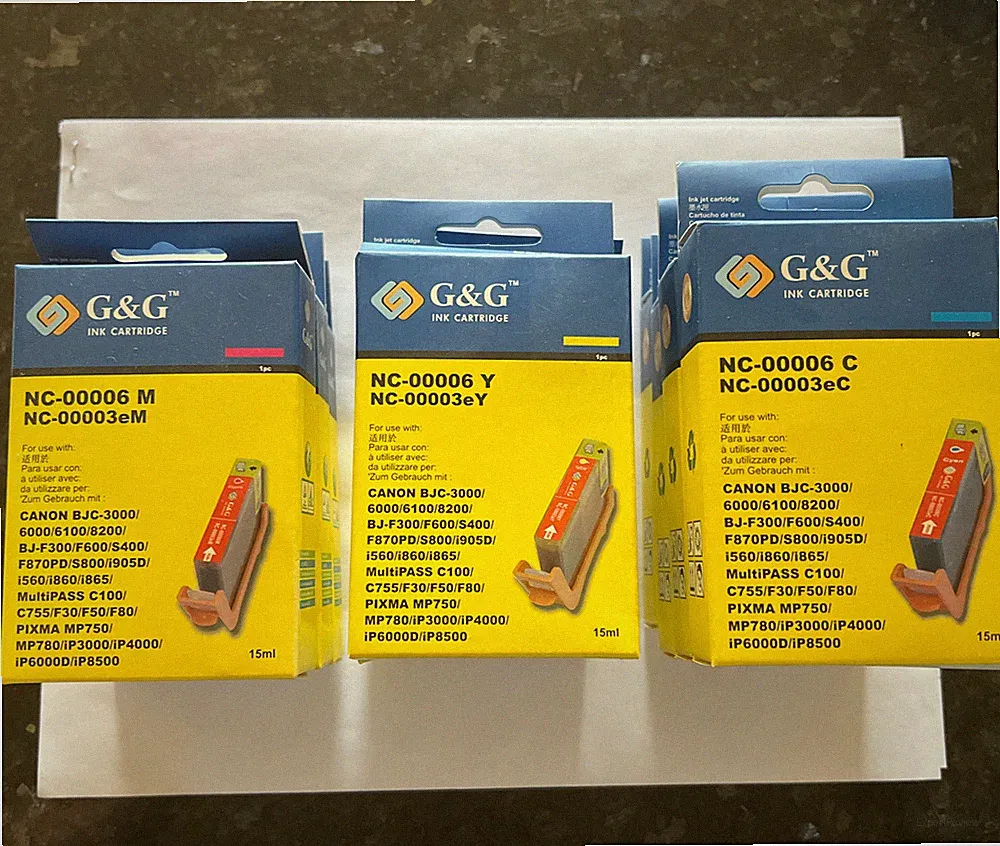 G&G NC-00006 NC-00003e Printer Ink Cartridge 4 Cyan Blue 3 Magenta 3 Yellow