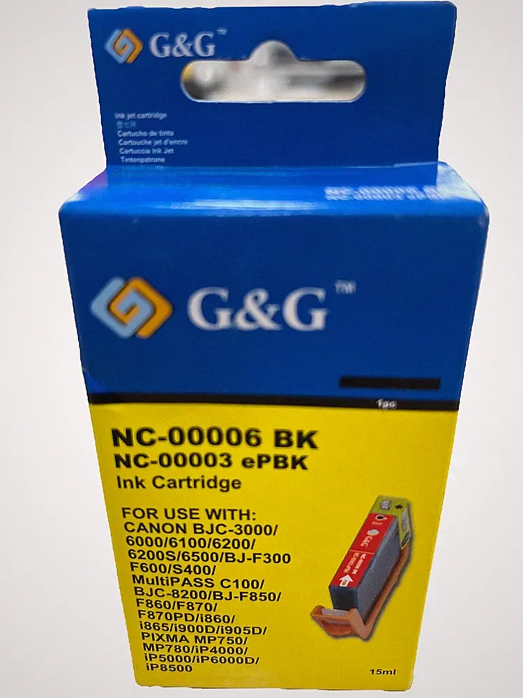 G&G NC-0006 BK Black Ink Cartridge for Canon printer NIB Sealed Expired