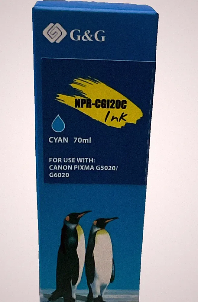 G&G NPR-CGI20C Cyan Ink Refill Bottle for Canon PIXMA G5020 G6020 Inkjet