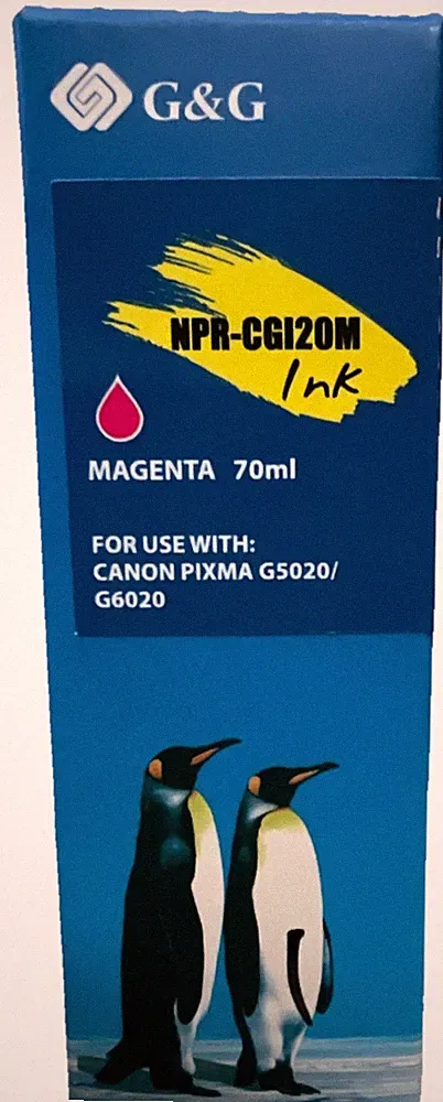 G&G NPR-CGI20M Magenta Ink Refill Bottle for Canon PIXMA G5020 G6020 Inkjet