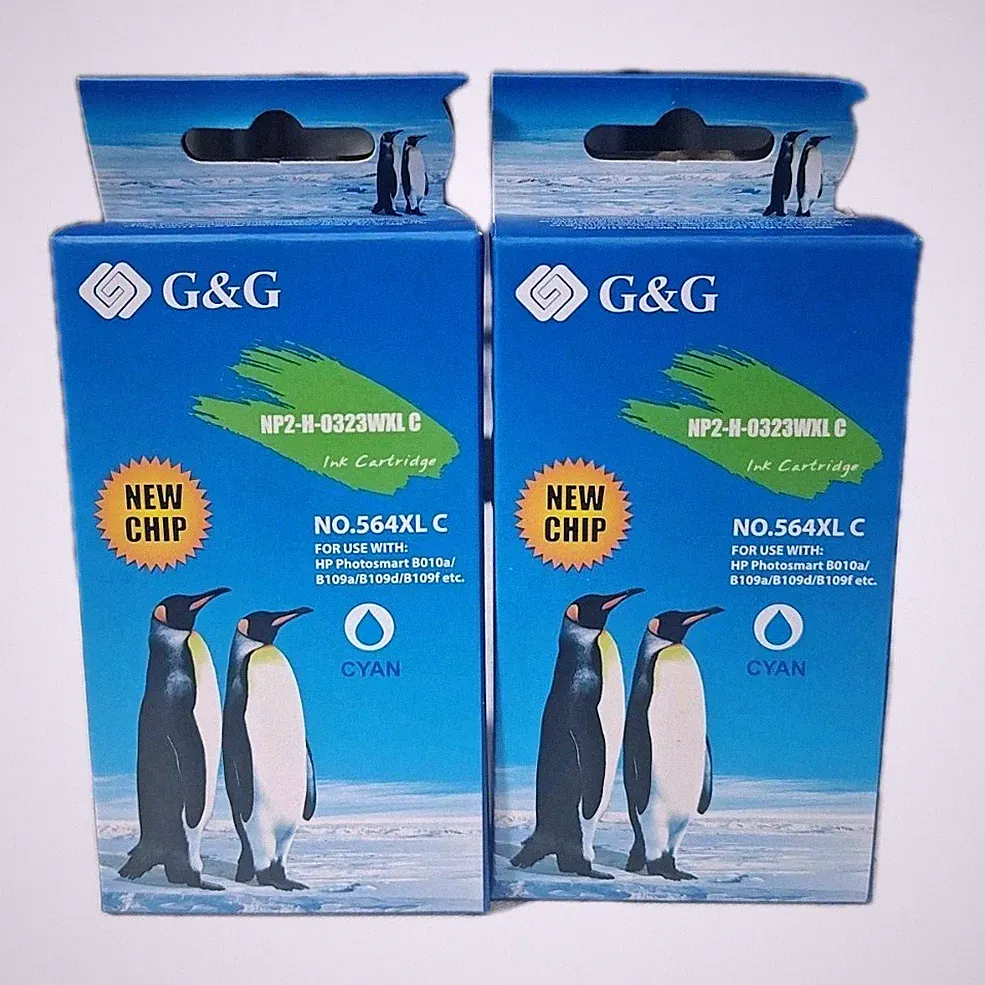 G&G Printer Ink NO. NP2-H-0323WXL C Cyan, 2 Color Cartridges. Selling As Lot.