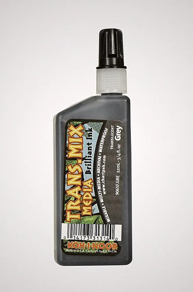 Grey Translucent Mix Media PigmentBased Drawing Ink 0.75 Oz Bottle