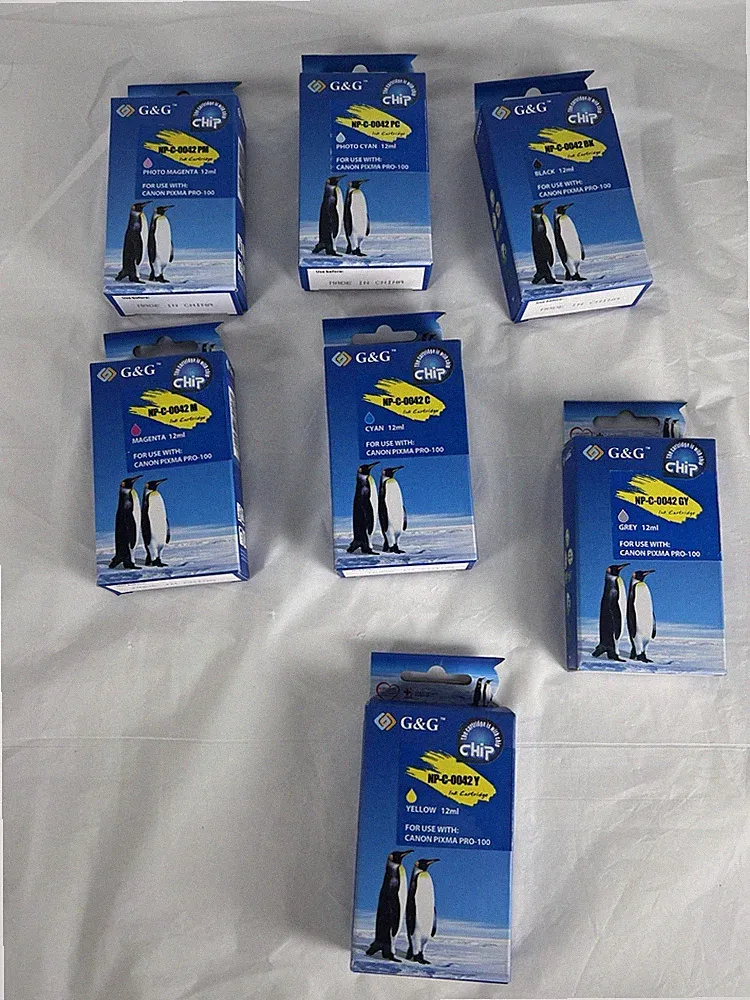 Lot (7) Multipack Ink Cartridge for Pixma PRO-100 Colors G&G Brand Chip
