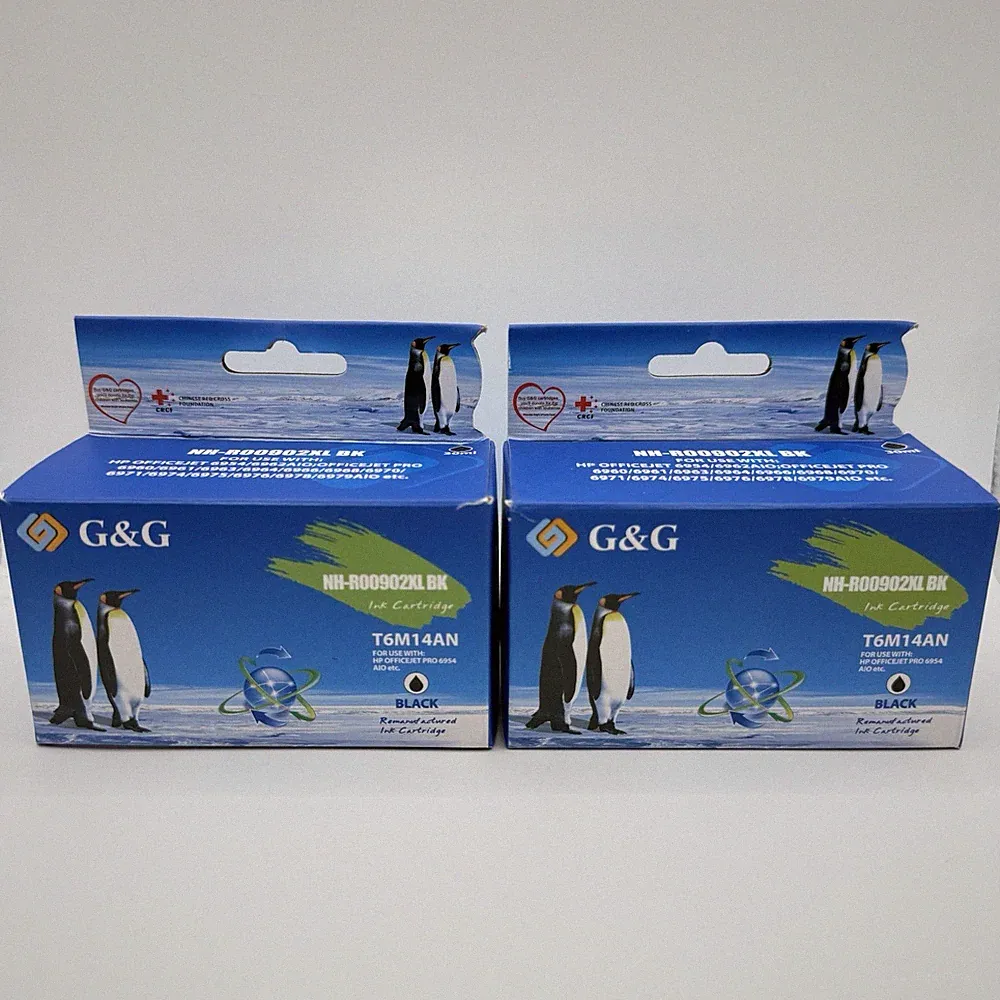 Lot of 2 G&G NH-R00902XL BK BLACK Ink Cartridge For HP Officejet NEW UNOPENED