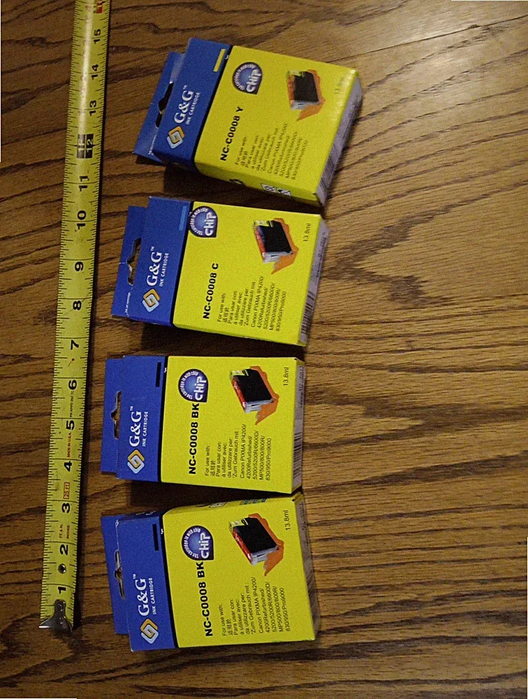 Lot Of 4 G&G Ink Cartridges. 2 Nc-c0008 BK, 1NC-C0008 C AND 1 NC-C0008Y. 2011
