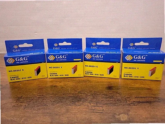 Lot Of 4 G&g Ink Cartridges Canon 2 Yellow 2 Blue New