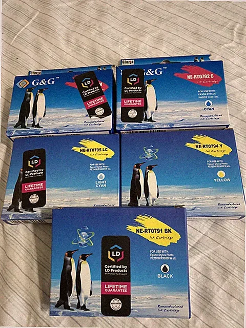 Lot Of 5 ( Open Box) G & G Ink Cartridges Cyan, Lt Cyan, Magenta, Black, Yellow