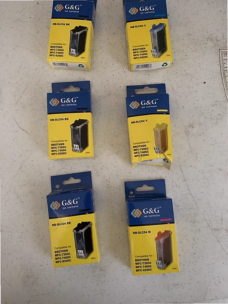 Lot Of 6 G&G Printer Ink Cartridges NB-0LC04 3 Blk 1 Cyan 1 Yellow 1 Magenta
